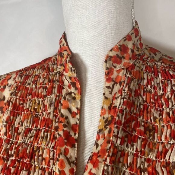 Like New Womens Autumnal Falling of the Leaves Balloon Sleeves Blouse Top - Picture 4 of 13